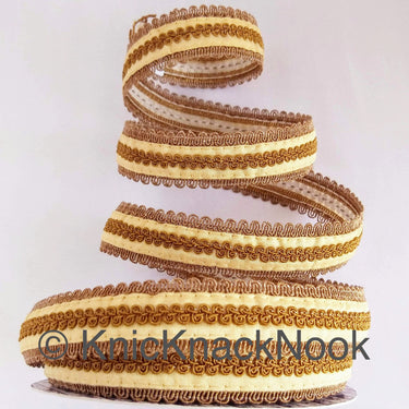 Fabric Trim With Brown / Black / Yellow / Green / Pink Thread Embroidery, Embroidered Lace Trim, 28mm wide